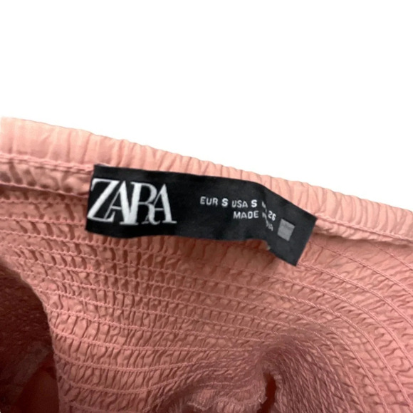ZARA Blush Pink Mini Sundress Cutwork Embroidery Size Small Preppy Summer - Picture 3 of 6